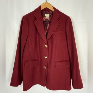 L.L. Bean Wool Cashmere Burgundy Blazer Womens 16